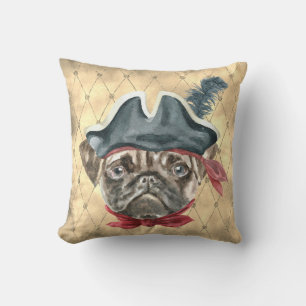 Oreiller jeté Blackface le Pug Pirate
