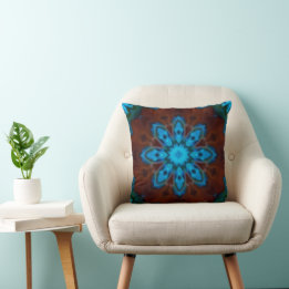 Oreiller jeté bleu et marron