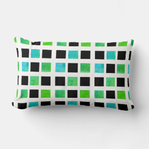 Oreiller jeté blocs verts noirs abstraits Coussin