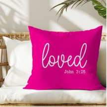 Oreiller jeté citation aimée rose vif élégant