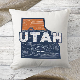 Oreiller jeté couleur rétro État d'origine Utah