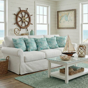 Oreiller jeté cristaux d'océan Aqua