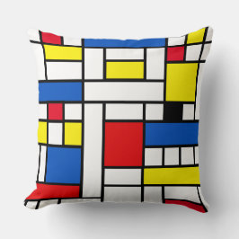 Oreiller jeté d'art abstrait de style Piet Mondria