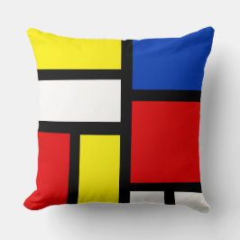Oreiller jeté d'art abstrait inspiré de Mondrian