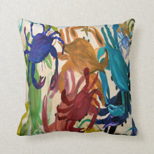 Oreiller jeté d'art de fête de crabe