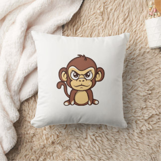 Oreiller jeté de bébé singe en colère mignon