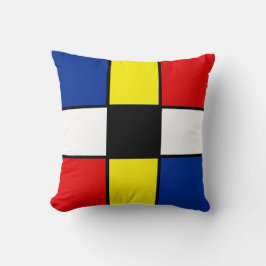 Oreiller jeté de carrés de style Mondrian abstrait