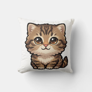 Oreiller jeté de chaton tabby marron mignon
