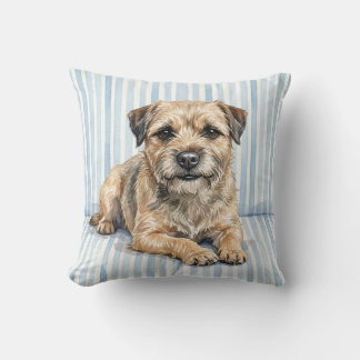 Oreiller jeté de chien Border Terrier à l'aquarell