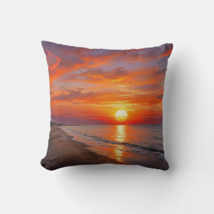 Oreiller jeté de coucher de soleil orange violet s