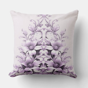 Oreiller jeté de fleurs violettes élégantes