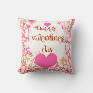 Oreiller jeté de la Saint-Valentin en dentelle ros