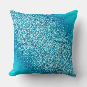 Oreiller jeté élégant à paillettes de givre bleu 2