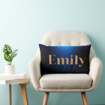 Oreiller jeté élégant bleu marine au nom Emily