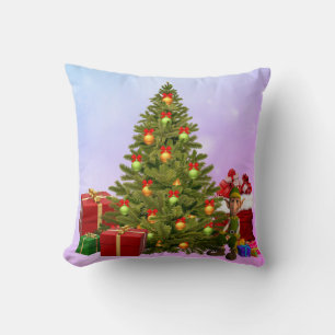 Oreiller jeté Elfe et sapin de Noël