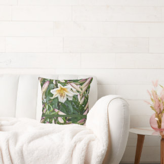 Oreiller jeté en forme de lys blanc floral