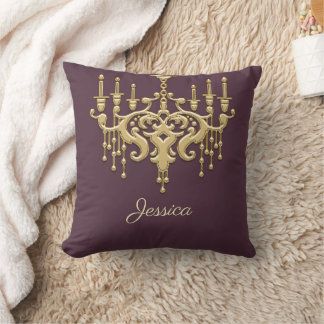 Oreiller jeté en or tendance avec monogramme lustr