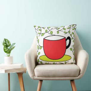 Oreiller jeté Feuilles de Tasse à Thé