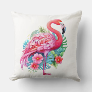 Oreiller jeté flamant rose