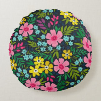 Oreiller jeté floral | Coussin rond de fleurs colo