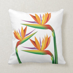 Oreiller jeté floral tropical de l'oiseau de parad