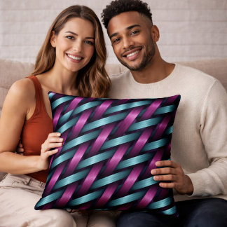 Oreiller jeté géométrique sarcelle magenta moderne