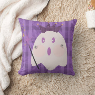 Oreiller jeté Halloween carreaux violets de prince