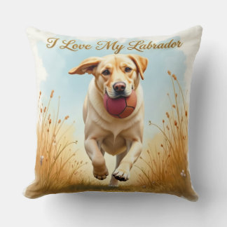 Oreiller jeté J'adore mon labrador