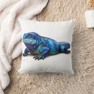 Oreiller jeté lézard Iguane bleu moderne