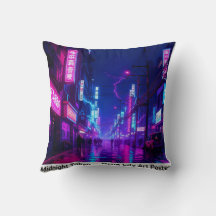 Oreiller jeté Midnight Tokyo — Néo-cyberpunk