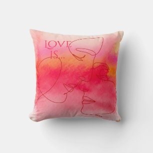 Oreiller jeté Modern Love - Couple aquarelle Art