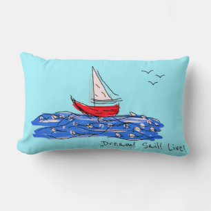Oreiller Jeté Mouettes Bateau de mer Voile de rêve