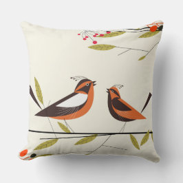 Oreiller jeté oiseaux fantaisistes