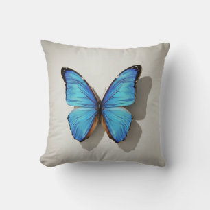 Oreiller jeté papillon bleu décoration inspirée de