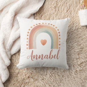 Oreiller jeté personnalisé Boho Rainbow Name – Wat