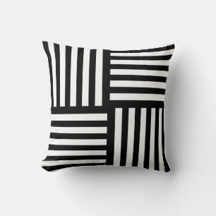Oreiller jeté rayé noir moderne minimaliste