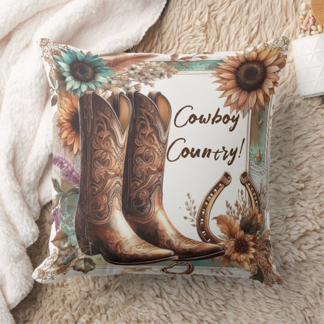 Oreiller jeté rustique de pays de cow-boy (Couverture)