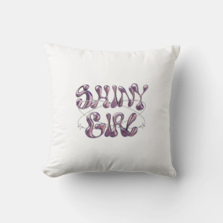 Oreiller jeté typographique Chrome Shiny Girl