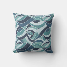 Oreiller jeté Vagues océaniques sarcelle et bleu