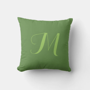 Oreiller jeté vert - Monogramme vert citron Person