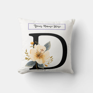 Oreiller lettre florale D – Coussin initial person