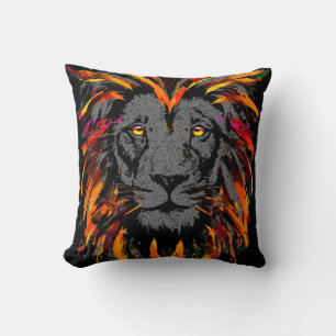 Oreiller Lion Lion   Illustration du lion orange f