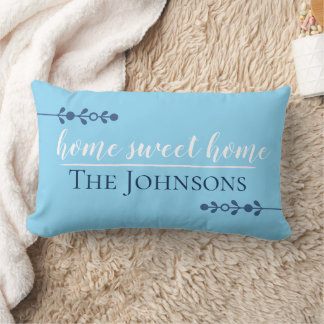 Oreiller lombaire bleu personnalisable Home Sweet