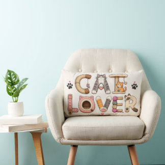 Oreiller lombaire en word art pour amateur de chat