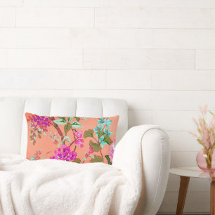 Oreiller lombaire floral vintage en rose saumon