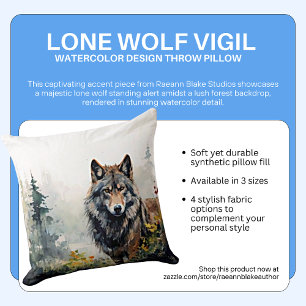 Oreiller Lone Wolf Vigil Aquarelle Design Jeter