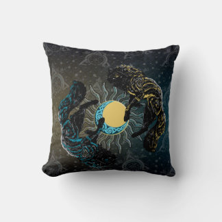 Oreiller Loups Viking Soleil Lune Mythologie Nordi