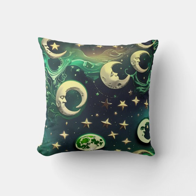 Oreiller Lune Céleste Vert Émeraude (Recto)