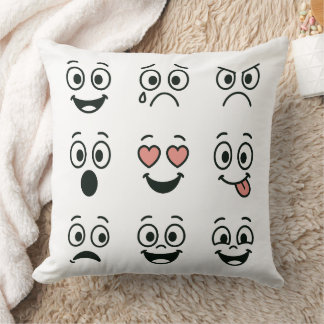 Oreiller Moderne Emoji Visages - Main Artistique