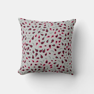 Oreiller moderne Paisley Red & Grey